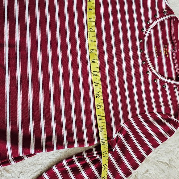 Kate Spade Women's Red Stripes Tassel Trim Crew Neck Long Sleeves Shirt Top XS - Picture 4 of 8
